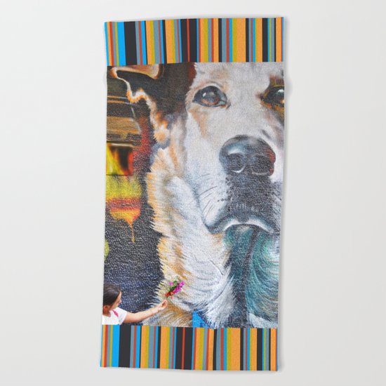 Few flowers as a tribute to the Loukanikos dog from Elisavet Beach Towel