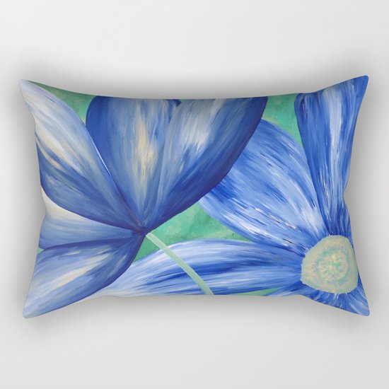 Large Blue Flowers Rectangular Pillow
