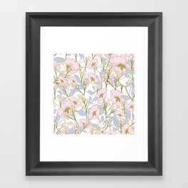 Grama’s Sheets - Springtime Butterfly in periwinkle & pink Framed Art Print
