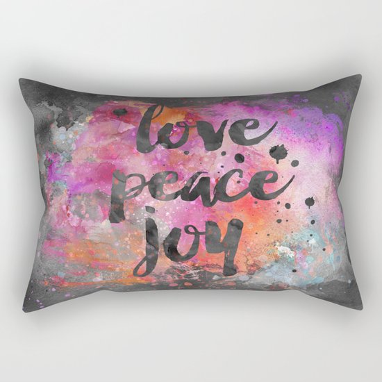 Love, Peace and Joy Typography Rectangular Pillow