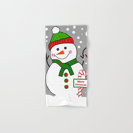 Merry Christmas Snowman Hand & Bath Towel