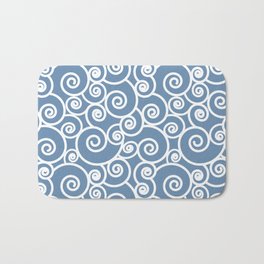 Abstract Blue and White Wavy Pattern Bath Mat | Surfing, Pattern, Energy, Water, Graphicdesign, Blue, Modern, Swirl, Beach, Summer 