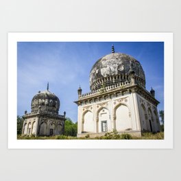 Two Beautiful Tombs Showcasing Traditional Mughal Architecture at the Qutb Shahi Tombs in Hyderabad, India Art Print | Hyderabad, Mughal, Shahi, Qutb, South, Tombs, Photo, Tropical, Culture, Art 