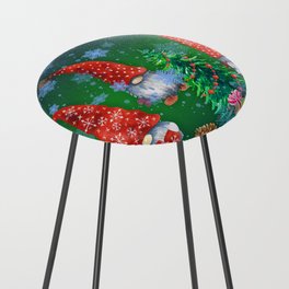 Cheerful holiday illustration with gnomes Counter Stool
