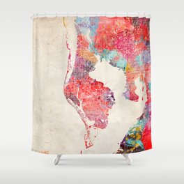 St. Petersburg map Florida painting 2 Shower Curtain