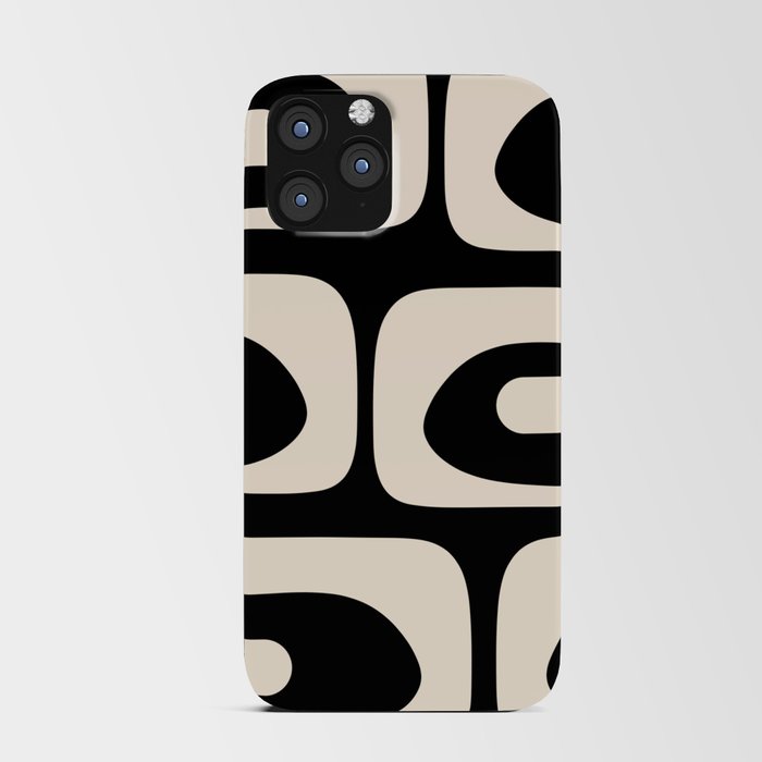 Mid Century Modern Piquet Abstract Pattern in Black and Almond Cream iPhone Card Case