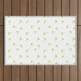 Apple Green Doodle Palm Tree Pattern Outdoor Rug