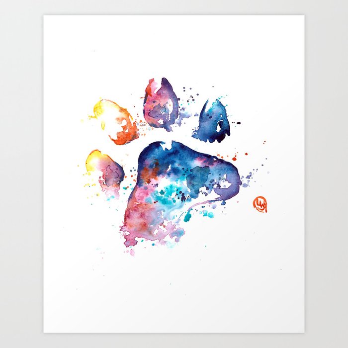 Dog Paw Watercolor Painting Pet Art Art Print By Whitehouseart