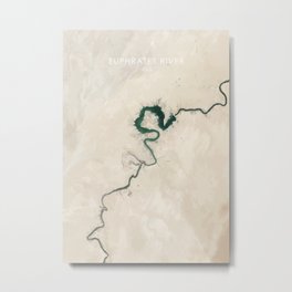 Euphrates River, Iraq Travel Illustration Metal Print