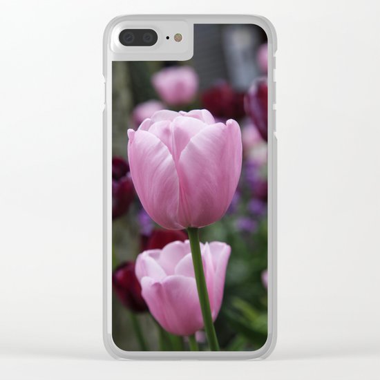 Tulips on Pink Clear iPhone Case