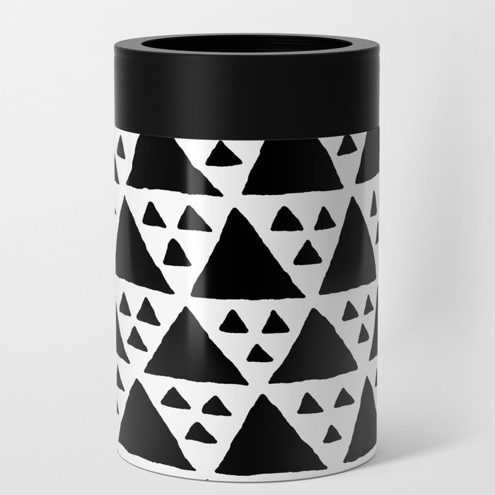 Triangles Big and Small in black and white Can Cooler