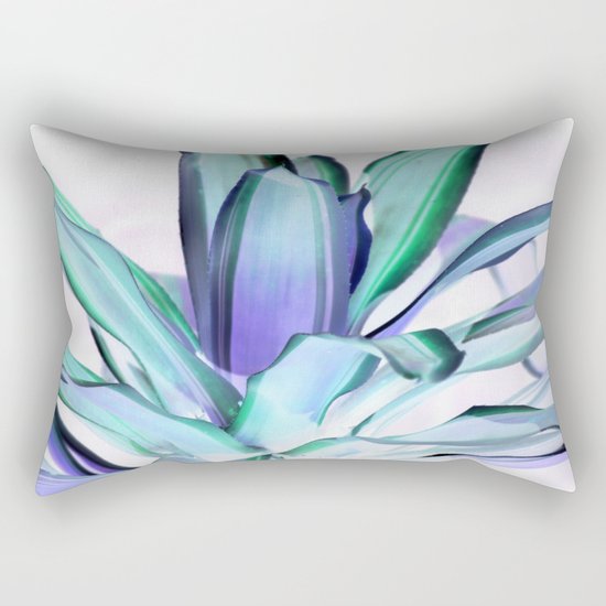Periwinkle Lavender Seafoam Aloe Leaves Abstract Rectangular Pillow