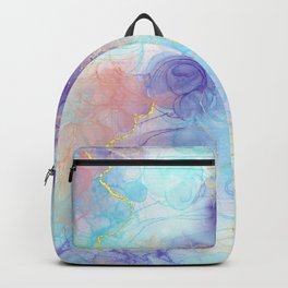 Mesmerizing Swirls in Aqua, Purple, and Peach Digital Alcohol Ink Pattern Backpack