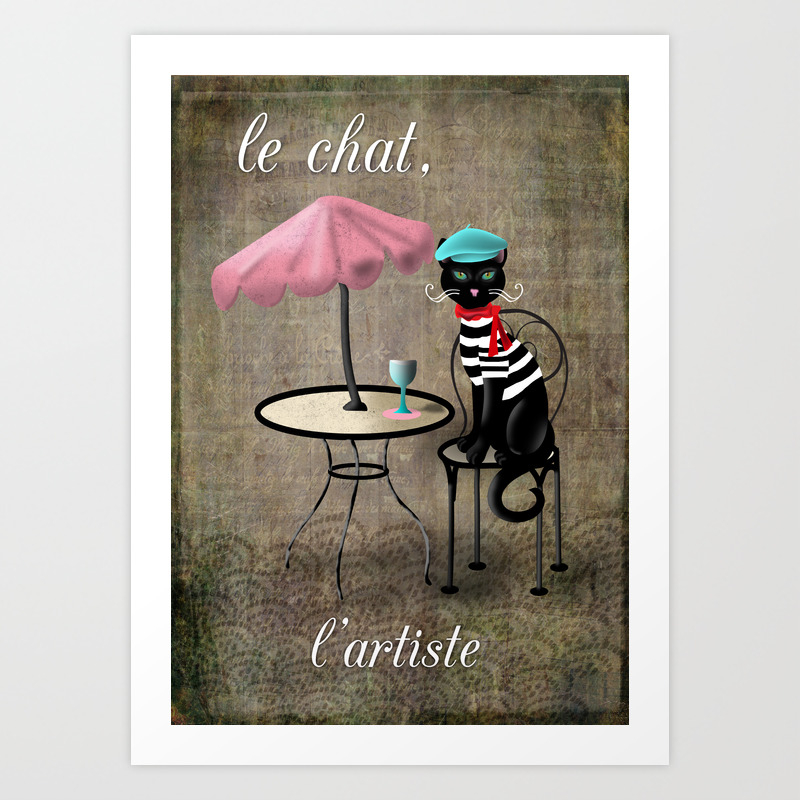 Le Chat L Artiste The Cat The Artist Art Print By Naturessol Society6