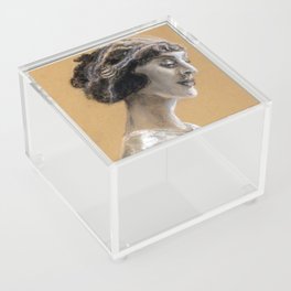 Vintage Lady Pastel Drawing Acrylic Box