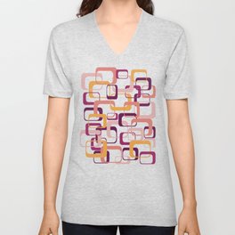 Mid Mod Space Age in Yellow and Eggplant V Neck T Shirt