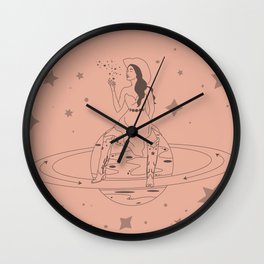 Janet From Another Planet Wall Clock | Celestialdesign, Curated, Saturn, Digital, Cowboyboots, Moonphase, Celestialcowgirl, Moonandstars, Handdrawn, Spacecowboy 