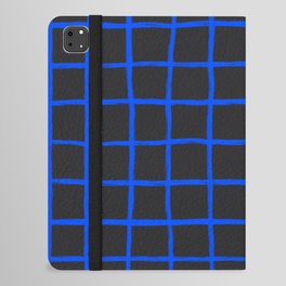 Cobalt Blue Grid over Charcoal Black iPad Folio Case