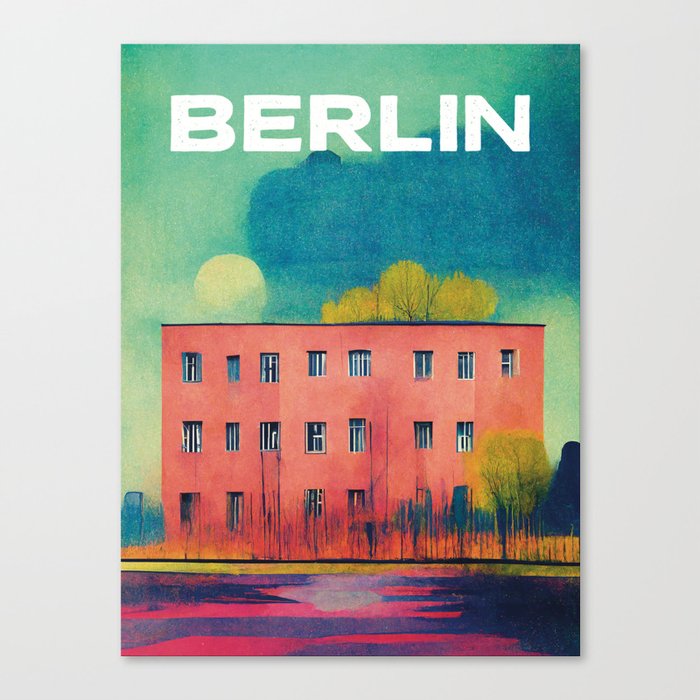 Lonely House in Berlin Travel Poster Retro Canvas Print