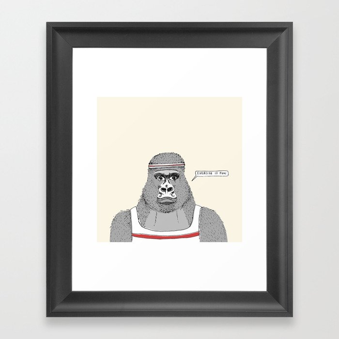 Gorillas love exercise Framed Art Print