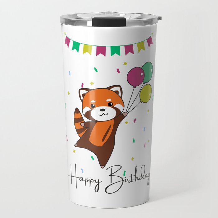 Red Panda Wishes Happy Birthday To You Red Panda Travel Mug