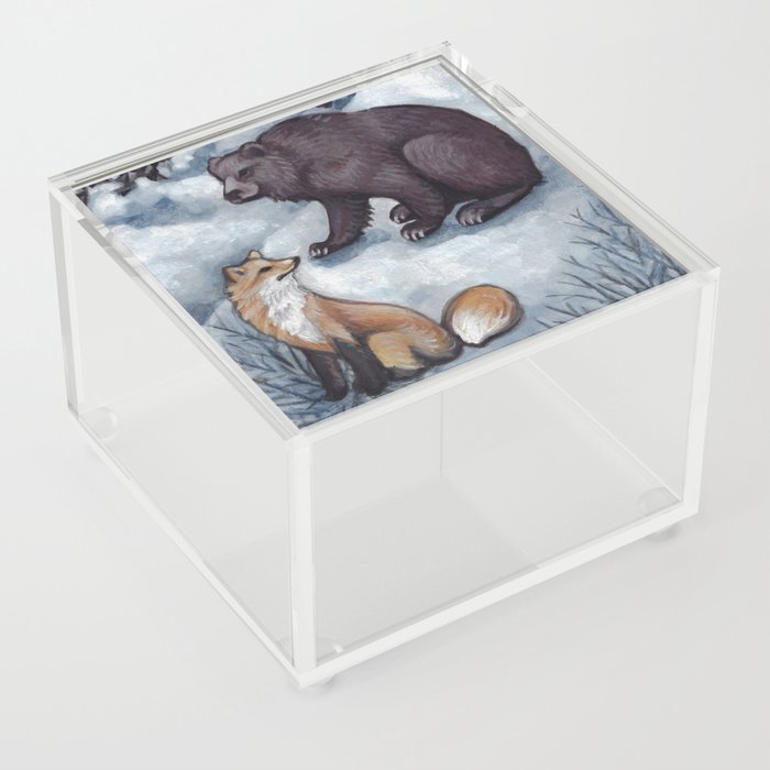 Winter meeting of Bear and Fox Acrylic Box
