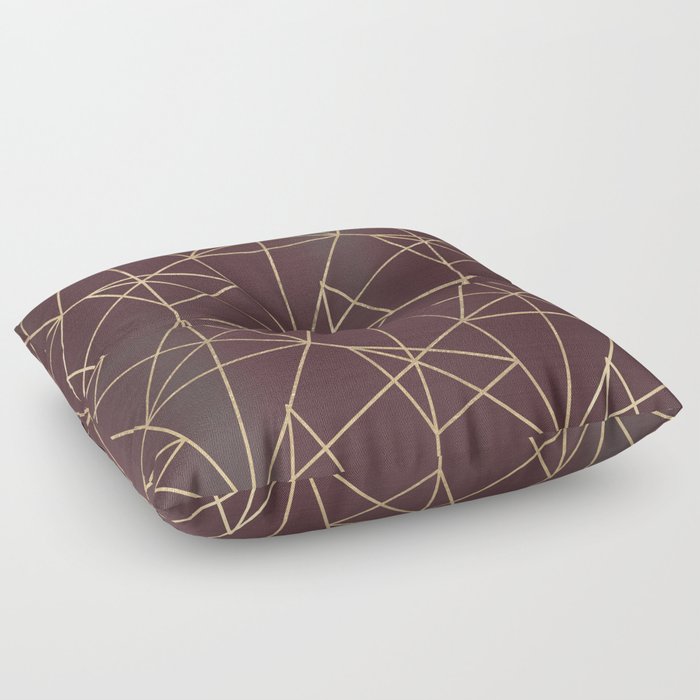 Geometrical burgundy gold luxury triangles Floor Pillow