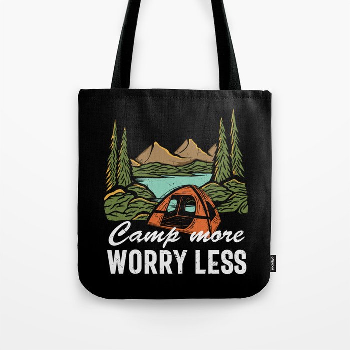 Camp More Worry Less Camping Funny Tote Bag