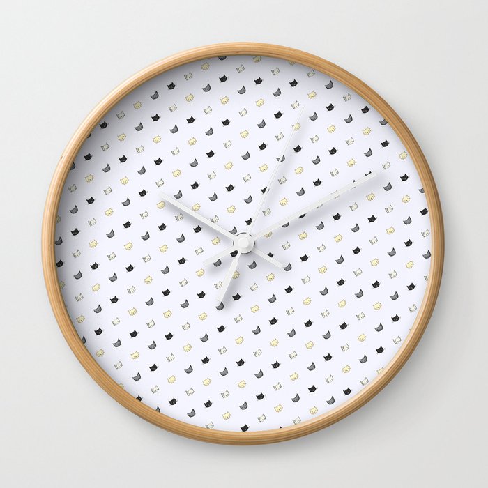 Cat Faces All Over Wall Clock