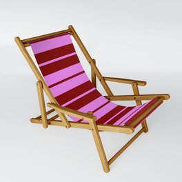 [ Thumbnail: Violet & Maroon Colored Stripes/Lines Pattern Sling Chair ]