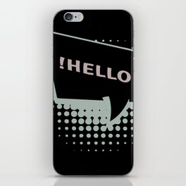 HELLO comicbook anime text bubble black and white iPhone Skin