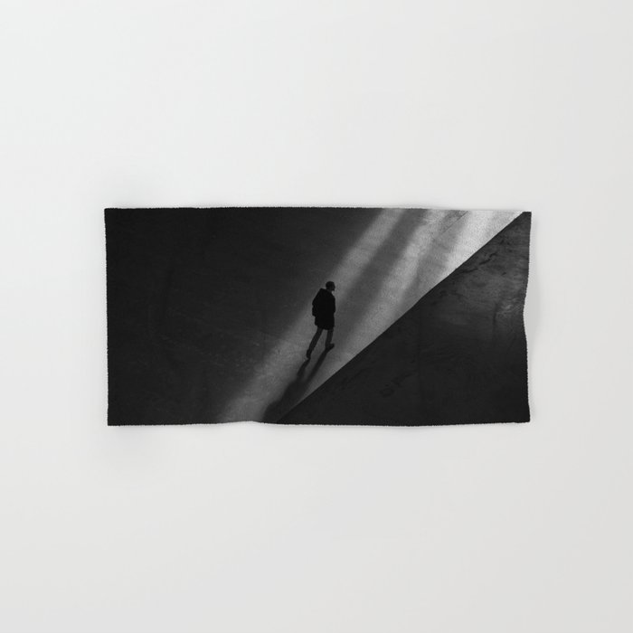 Walking by night - shadows and silhouttes industrial portrait black and white photograph / photography Hand & Bath Towel