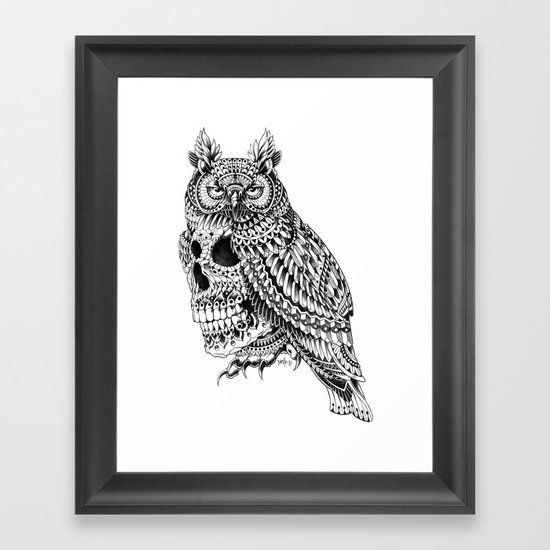 Great Horned Skull Framed Art Print