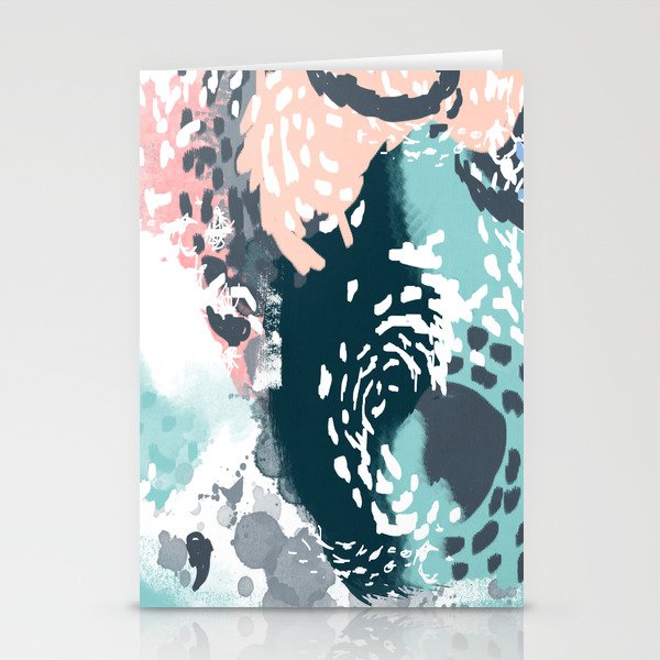 August - Abstract modern painting in bold colors for trendy feminine style Stationery Cards