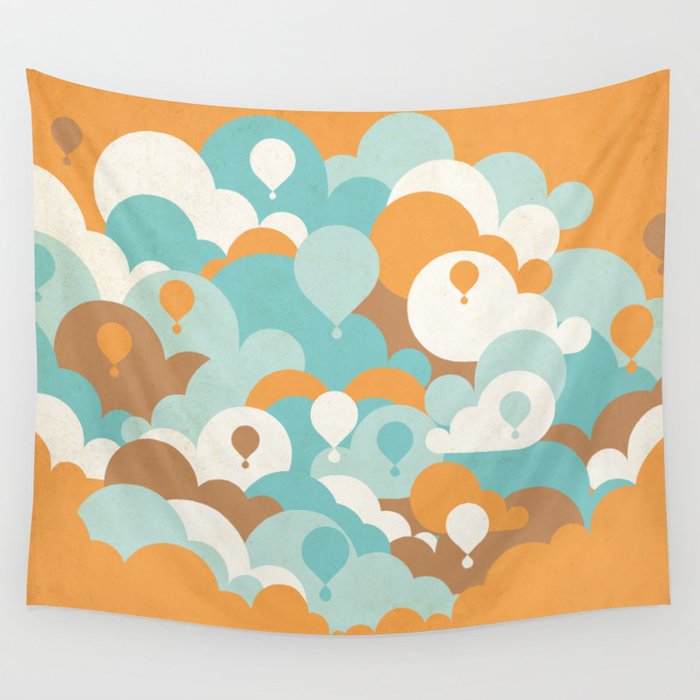 Balloons among clouds Wall Tapestry