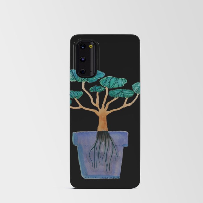 Green Potted Watercolor Zentangle Tree Android Card Case