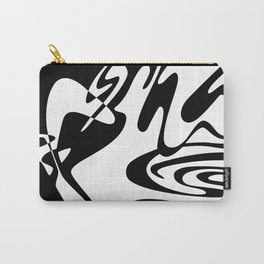 Retro Abstract Swirl // Black & White Carry-All Pouch