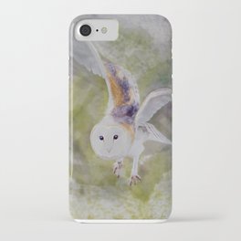 Flying Barn owl art print iPhone Case