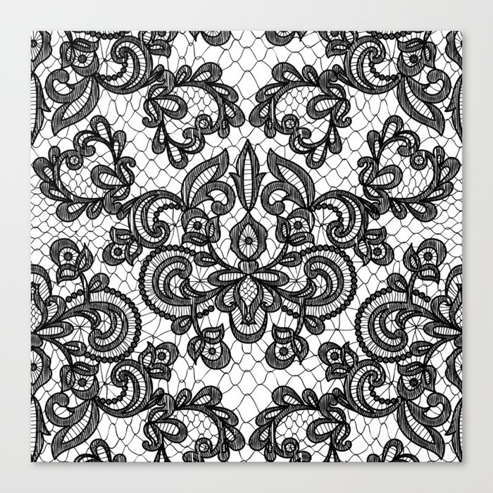 Black lace pattern Canvas Print