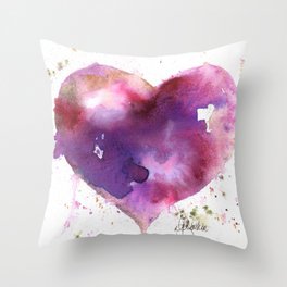 Purple Passion Throw Pillow | Heart, Painting, Watercolor, Streetart, Abstract, Popart, Pink, Valentine, Purelyzen, Purple 