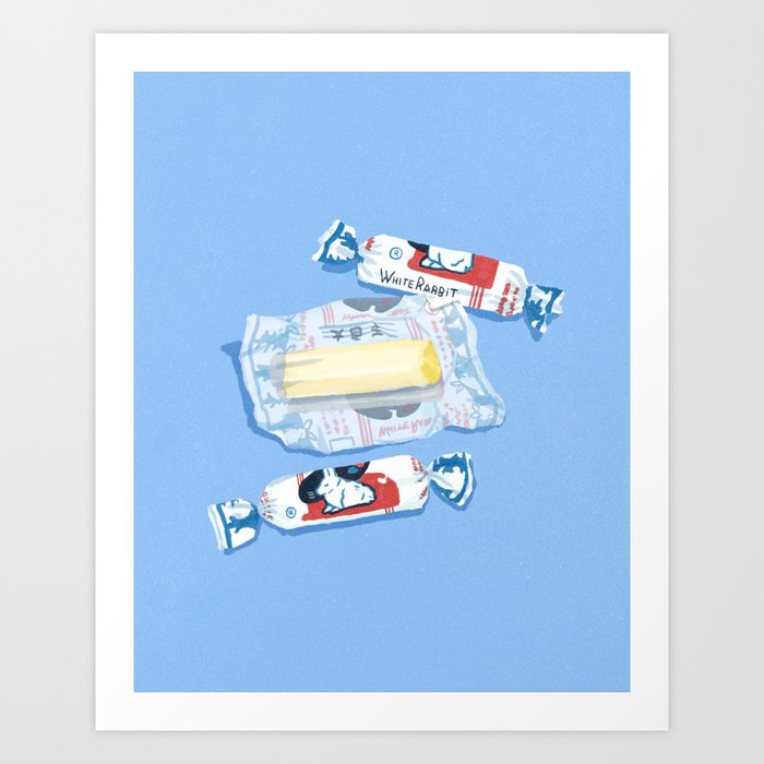 white rabbit milk candy art print by isabelfoo