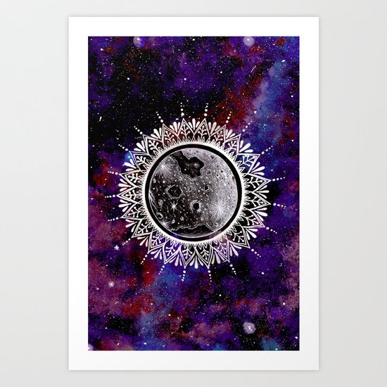 Galaxy Moon Mandala Art Print