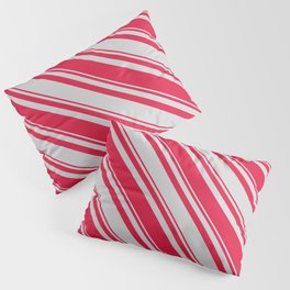 [ Thumbnail: Light Grey and Crimson Colored Lines/Stripes Pattern Pillow Sham ]