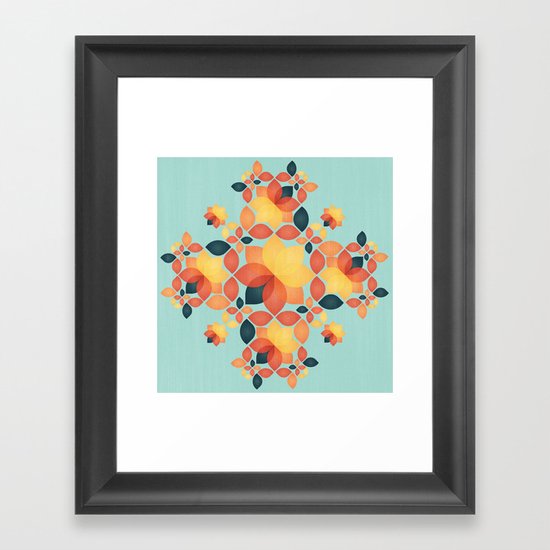 Orange Garden Pattern Framed Art Print