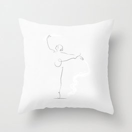 'POISE', Dancer Line Drawing Throw Pillow