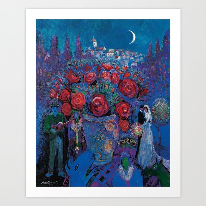 Marc Chagall - wedding flowers Art Print