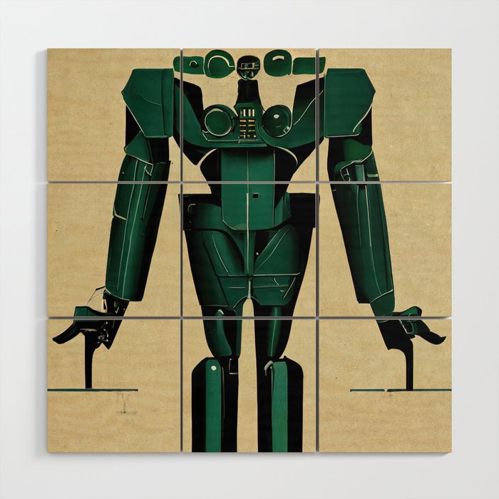 Retro-Futurist Robot Wood Wall Art