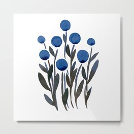 Simple watercolor flowers - midnight blue Metal Print
