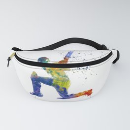 Watercolor cricket player Fanny Pack