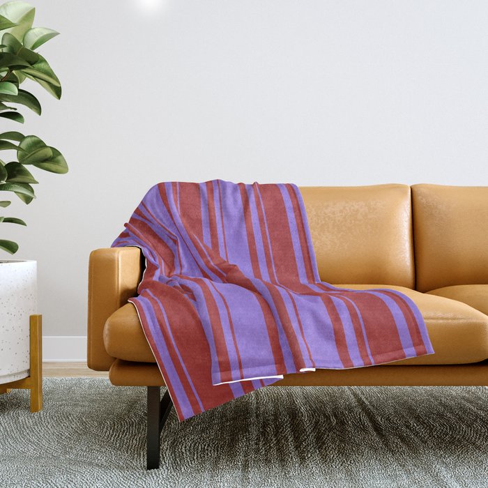 Purple and Brown Colored Lines Pattern Throw Blanket